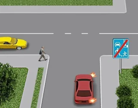 Ілюстрація до питання: Ви, водій автомобіля, виїжджаючи з житлової зони, повинні дати дорогу: