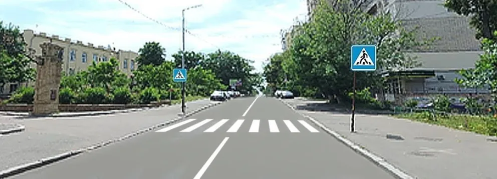 Ілюстрація до питання: Ви наближаєтесь до пішохідного переходу, на підходах до якого та безпосередньо на ньому немає пішоходів. Чи…